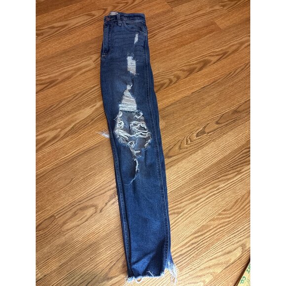 Hollister Curvy High-Rise Mom Jeans Distressed Dark Wash W24 L27 Denim - Picture 7 of 10